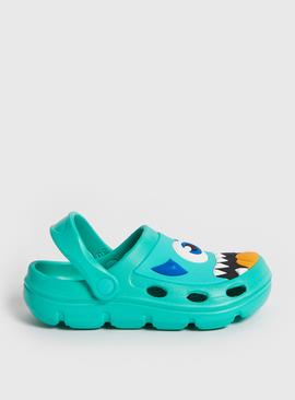Green Novelty Monster Clogs With Ankle Strap 