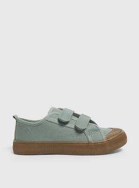 Sage Green Canvas Double Strap Trainer 