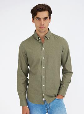 CASUAL FRIDAY Olive Cotton Long Sleeve Shirt 