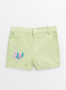 Lime Green Embroidered Shorts 