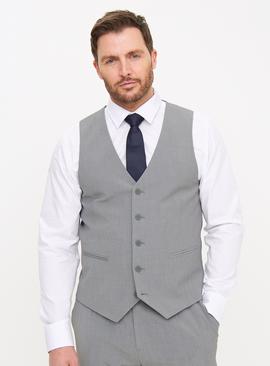 Grey Textured Tailored Waistcoat 