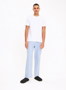 White Top & Blue Stripe Bottoms Pyjamas 