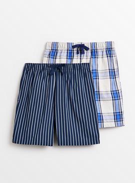 Blue & Navy Woven Pyjama Shorts 2 Pack 