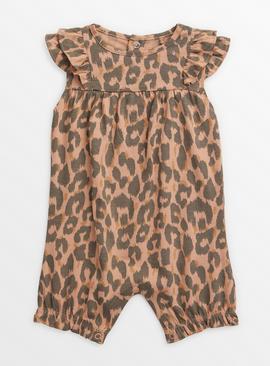 Leopard Print Jersey Romper Up to 3 mths