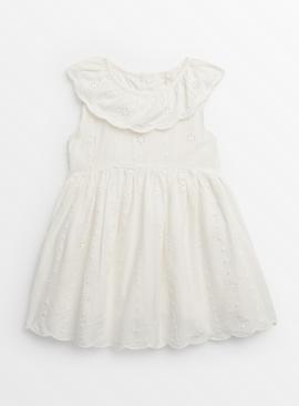 White Broderie Collar Dress 