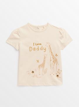 Cream I Love Daddy Giraffe T-Shirt  