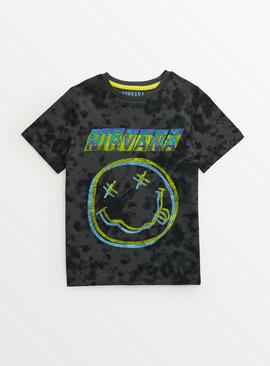 Grey Tie Dye Nirvana Graphic T-Shirt 