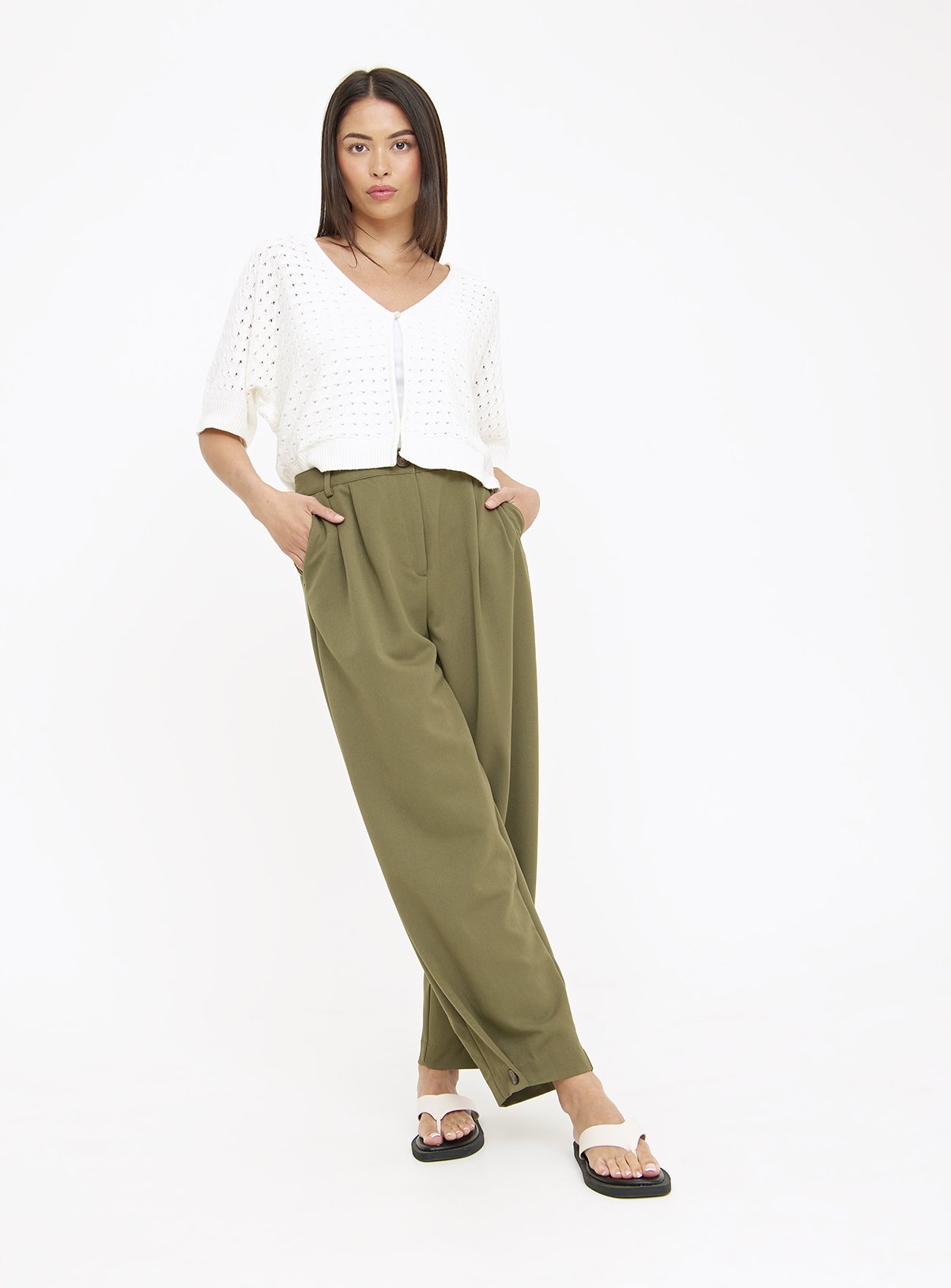 Pointelle Short Sleeve Cardigan 