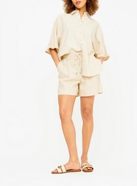 Linen Blend Drawstring Coord Shorts  