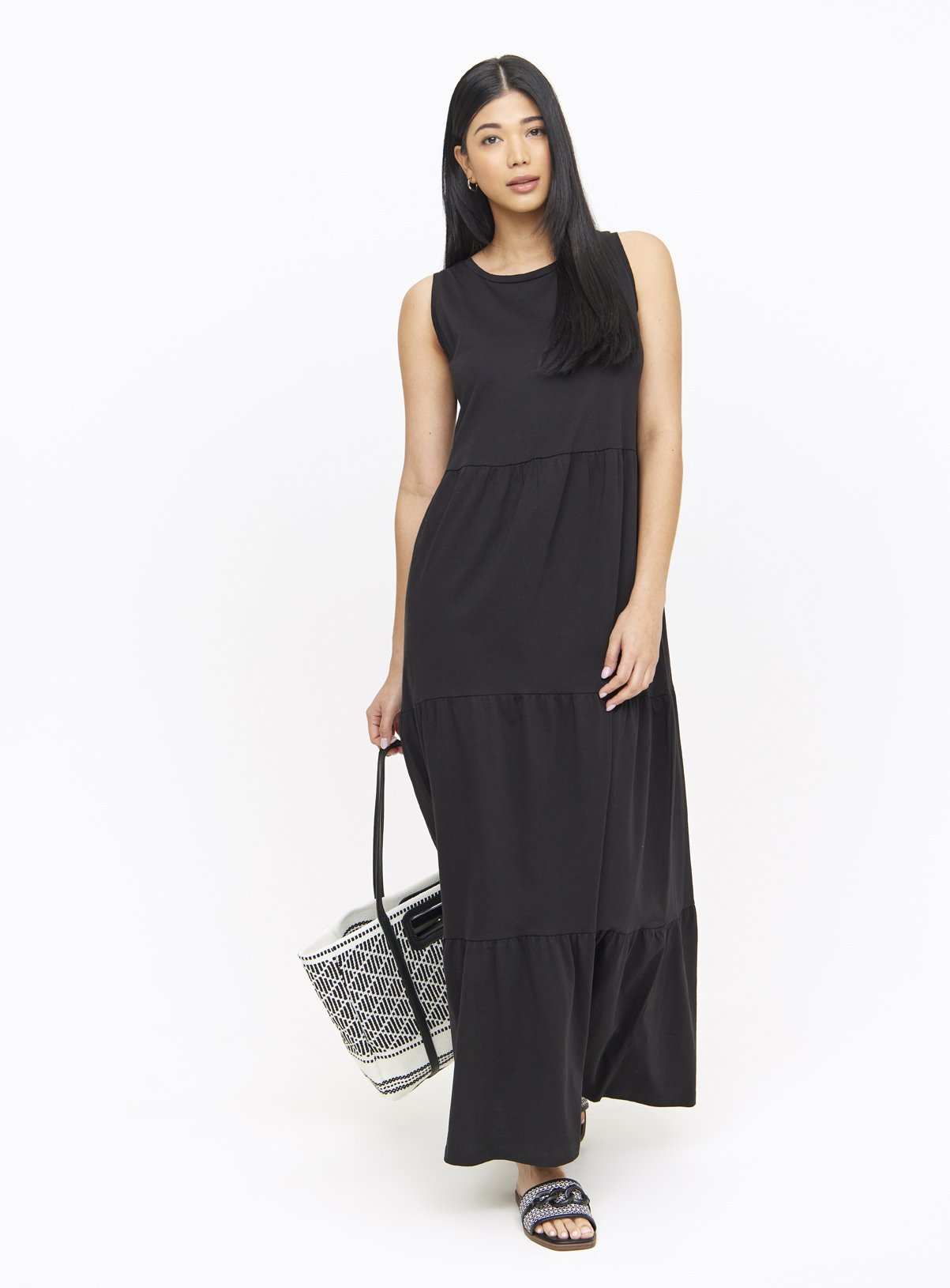Tiered Jersey Maxi Dress