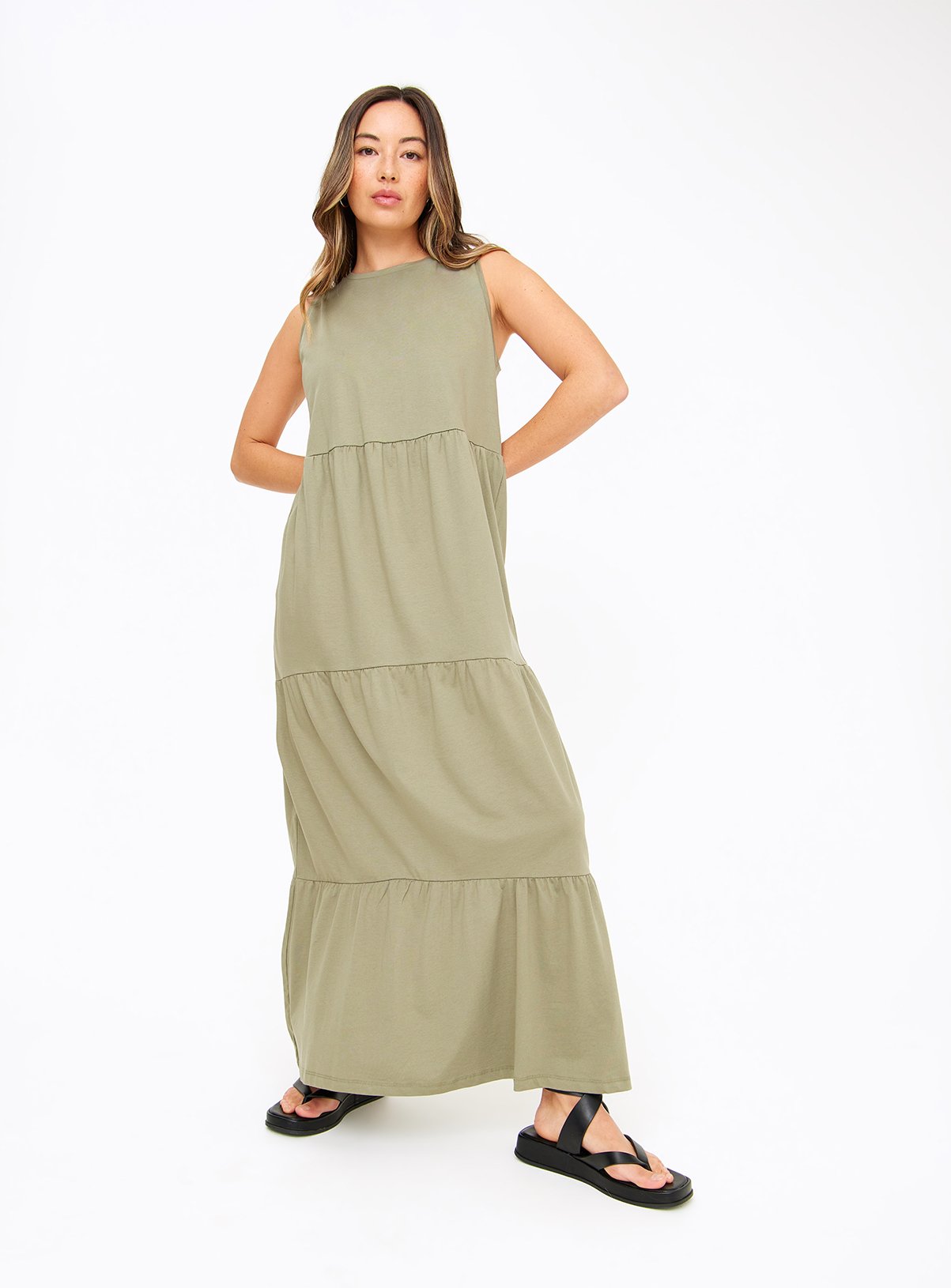 Tiered Jersey Maxi Dress 