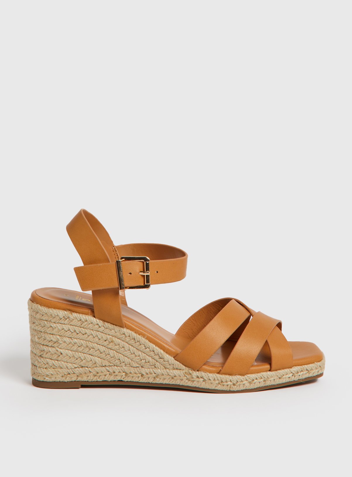 Tan Espadrille Wedge Heel Sandals 
