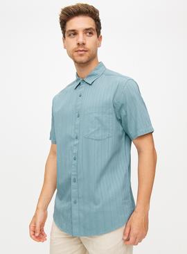 Blue Dobby Stripe Short Sleeve Shirt 