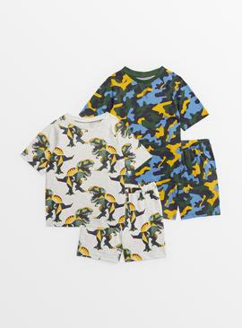 Geo Dino Shortie Pyjama 2 Pack 