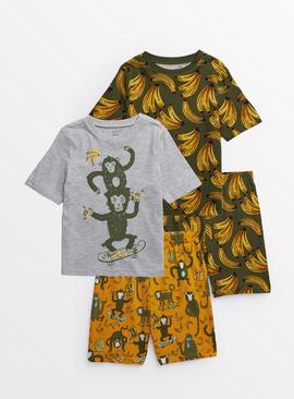 Monkey & Banana Print Pyjama Sets 2 Pack  