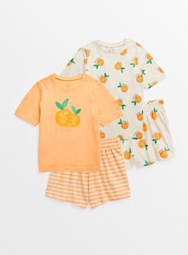 Orange Print Shortie Pyjama 2 Pack 