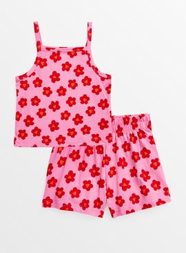 Pink & Red Floral Shortie Pyjamas 