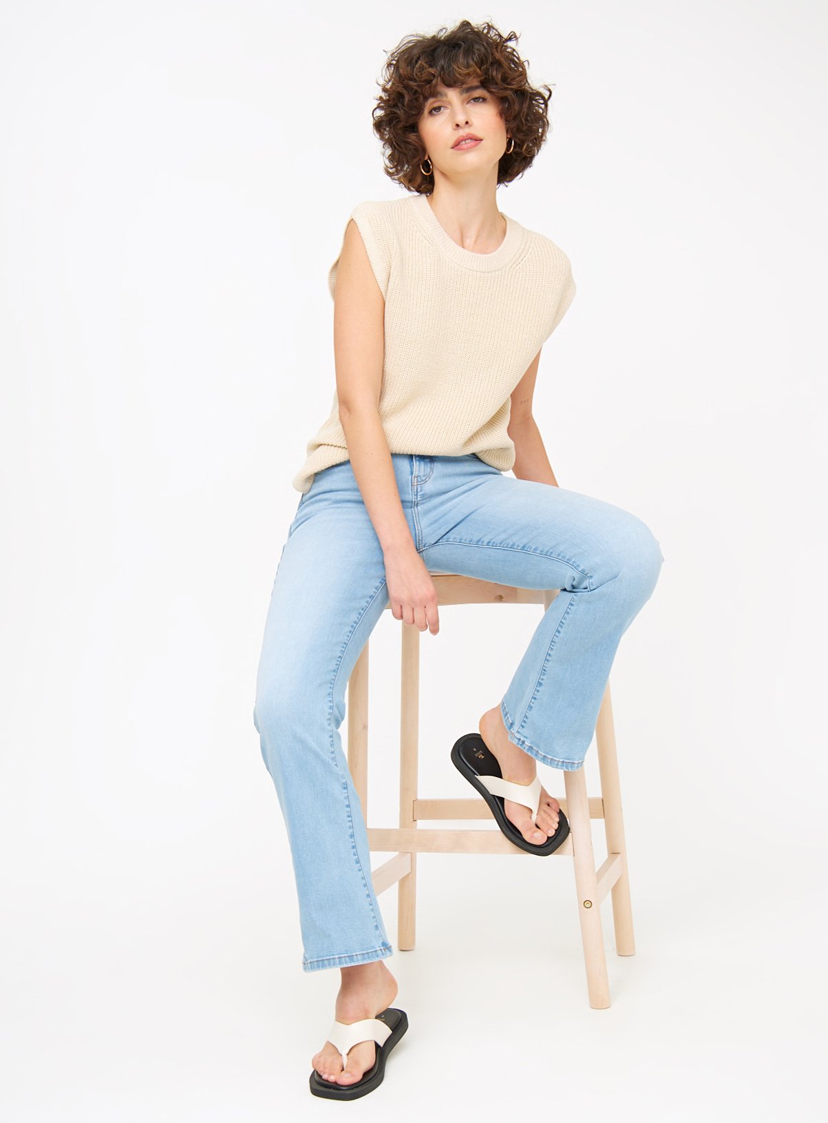 Mid Denim Lift & Shape High Waisted Flared Jeans 14S