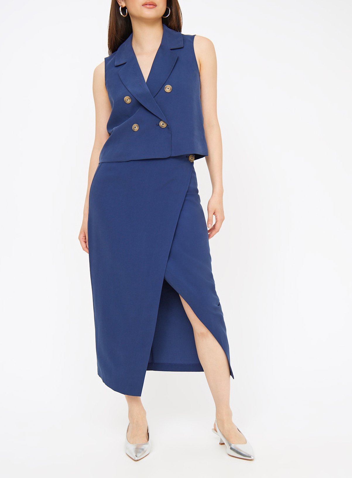 Navy Wrap Coord Pencil Skirt 16