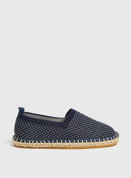 Navy Knitted Espadrilles 