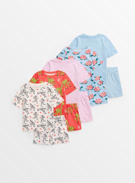 Floral & Animal Print Shortie Pyjamas 5 Pack 