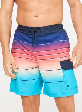 Ombre Striped Cargo Swim Shorts  