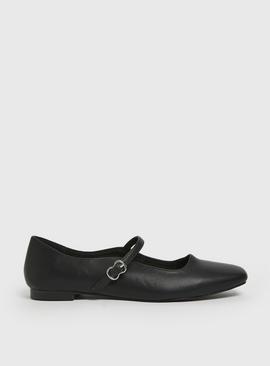 Black Patent Mary Jane Ballerina Shoes 