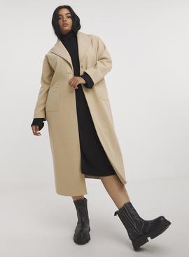 SIMPLY BE Camel Maxi Patch Pocket Faux Wool Coat 