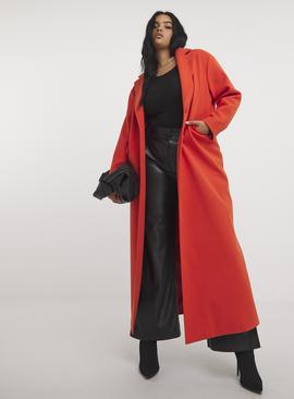 SIMPLY BE Orange Faux Wool Maxi Coat 
