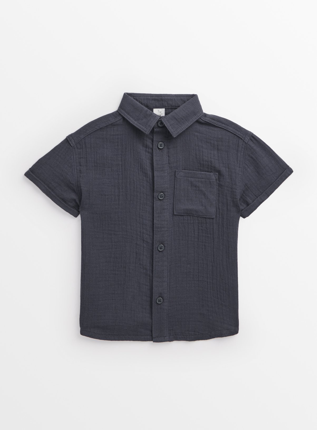 Navy Crinkle Short Sleeve Shirt 