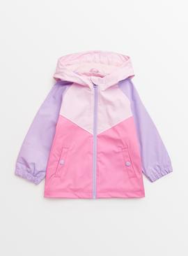Pink Colour Block Rubberised Mac Coat 