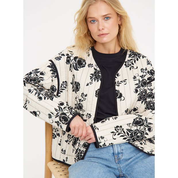 Buy Mono Floral Print Quilted Jacket S | Coats | Tu