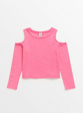 Pink Ribbed Cut-Out Top 
