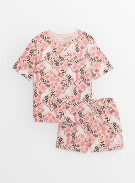 Pink Unicorn Print Shortie Pyjamas 