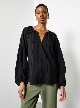 For All the Love Tie Neck Volume Blouse 