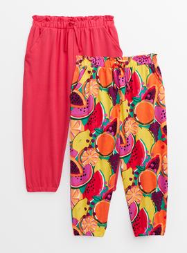 Fruit Print & Pink Hareem Trousers 2 Pack 