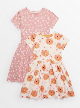 Pink Floral Print Dress 2 Pack 12 years