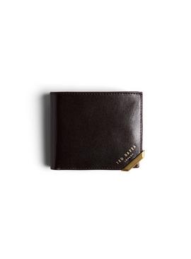 TED BAKER Metal Corner Bifold Coin Wallet Brown One Size