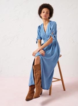 EVERBELLE Tencel Denim Blue Midi Tea Dress 