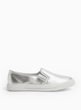 Metallic Silver Skater Trainers 