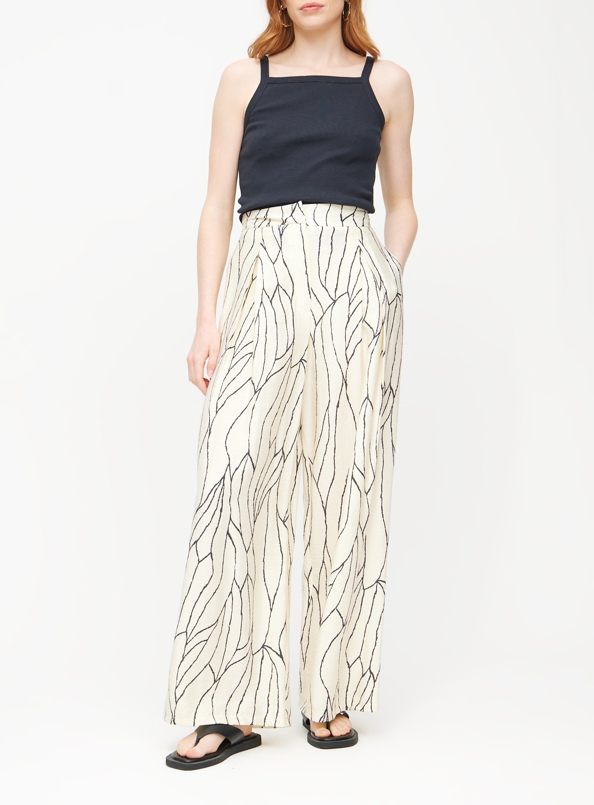 Swirl Print Ultra Wide Leg Coord Trousers 