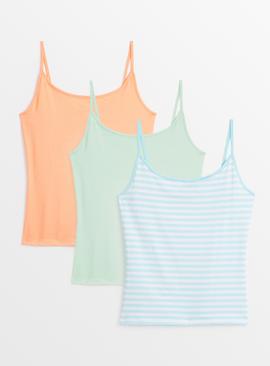Plain & Stripe Cami Vest Tops 3 Pack 
