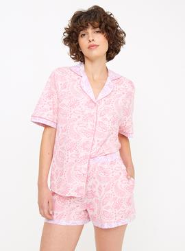 Pink Paisley Traditional Short Sleeve Pyjamas 