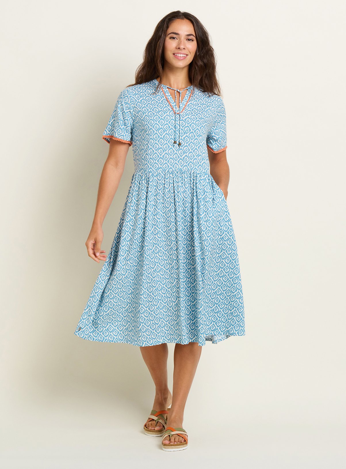 BRAKEBURN Yasmin Blue Midi Dress