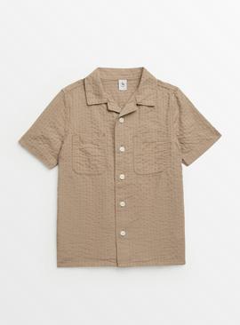 Khaki Textured Short Sleeve Shirt 7 years