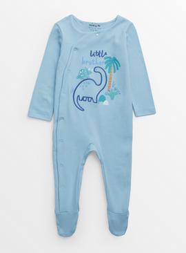 Blue Little Brother Print Long Sleeve Sleepsuit Up to 3 mths