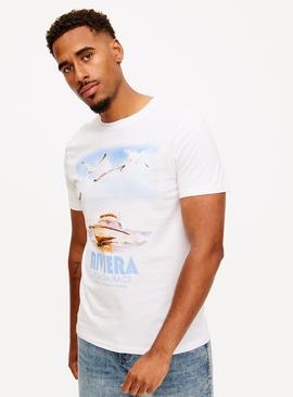 White Riviera Boat Graphic T-Shirt 