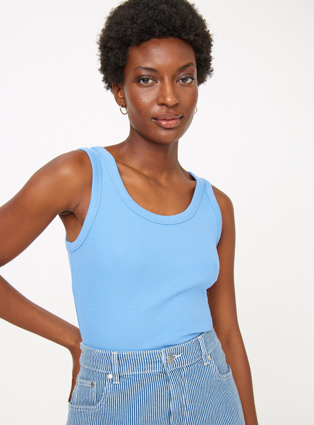Blue Classic Ribbed Vest Top 12