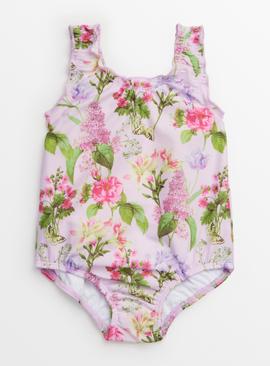 Pink Floral Printed Swimsuit  
