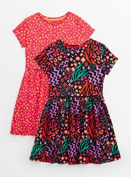 Abstract Print Short Sleeve Dresses 2 Pack 5 years